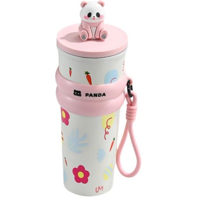 GOBLET ISOTHERME ANTI-FUITE 700ML MOTIF PANDA AVEC PAILLE  - 1