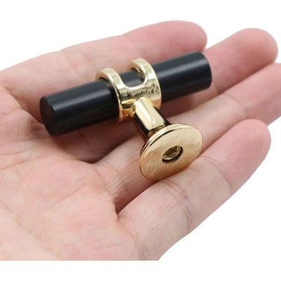 BOUTON DE MEUBLE MODÈLE T EN ALLIAGE DE ZINC NOIR ET DORÉ 5*3.5CM  - 2
