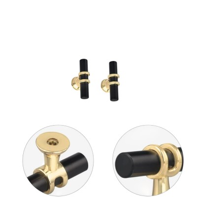 BOUTON DE MEUBLE MODÈLE T EN ALLIAGE DE ZINC NOIR ET DORÉ 5*3.5CM  - 6