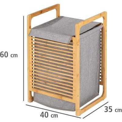 PANIER À LINGE EN BOIS AVEC SAC EN TISSU AMOVIBLE DESIGN MODERNE  - 3