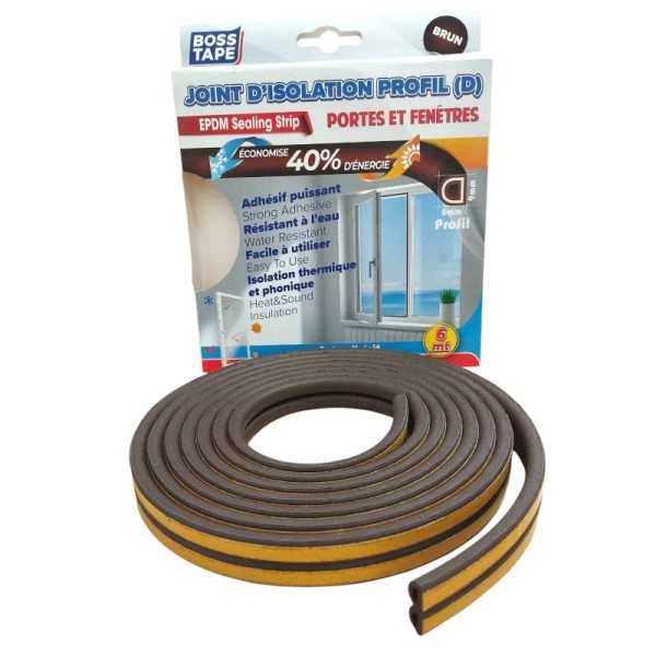 JOINT D’ÉTANCHÉITÉ ADHÉSIF DE FENÊTRE ET PORTE EN PVC MARRON 9MM*6M BOSS TAPE