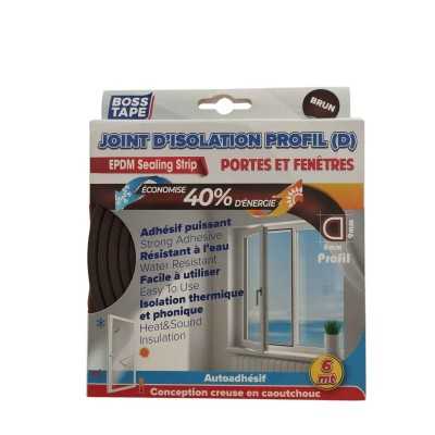 JOINT D’ÉTANCHÉITÉ ADHÉSIF DE FENÊTRE ET PORTE EN PVC MARRON 9MM*6M BOSS TAPE  - 2