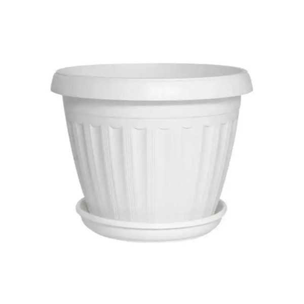 BAC À PLANTE JASMIN 26CM AVEC PLATEAU BLANC SOTUFAB PLAST