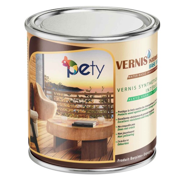 VERNIS SYNTHETHIQUE BRILLANT INTÉRIEURE 750ML À BASE D’EAU PETY