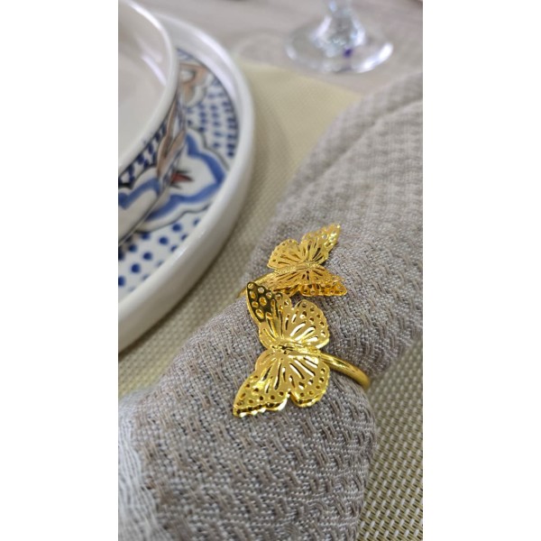 ANNEAUX SERVIETTE PAPILLON DORÉ EN MÉTAL