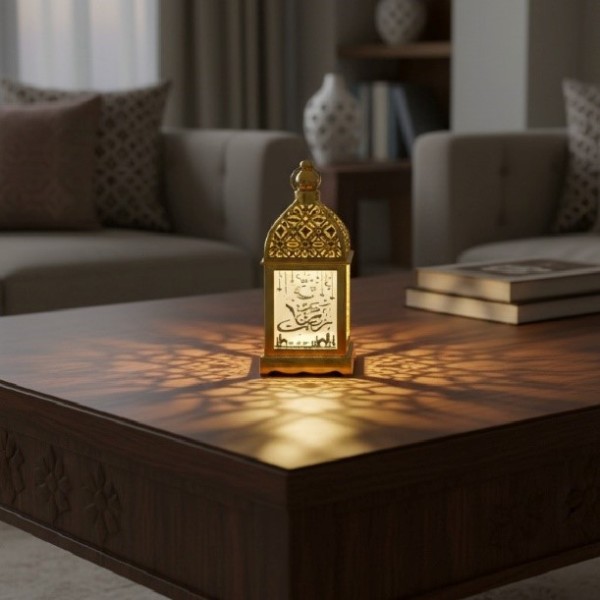 LANTERNE LED DÉCORATIVE "MINI FANOUS " EN PLASTIQUE DORÉ 14*5.5CM