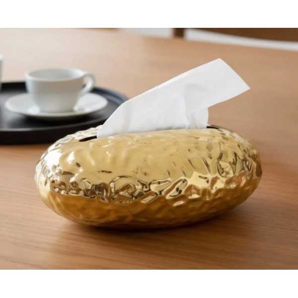 BOÎTE À MOUCHOIRS DÉCORATIVE OVALE - DORÉ