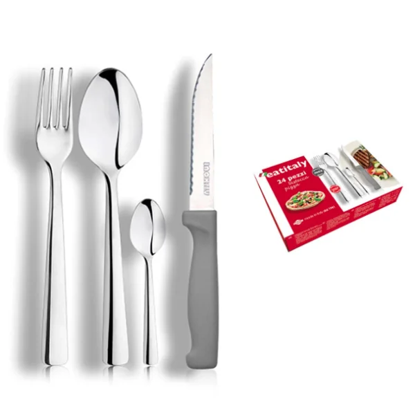 MÉNAGÈRE EATITALY EN INOX DE 24 PIÈCES AVEC COUTEAU À STEAK INOXRIV