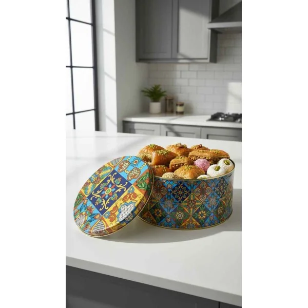 BOÎTE DE CONSERVATION ALIMENTAIRE AVEC COUVERCLE EN MÉTAL 5KG MOTIFS