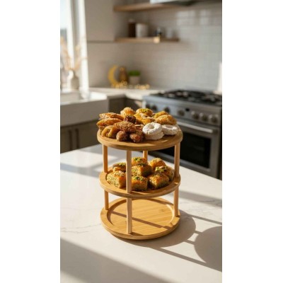 PRÉSENTOIR ROND ROTATIF À 3 NIVEAUX