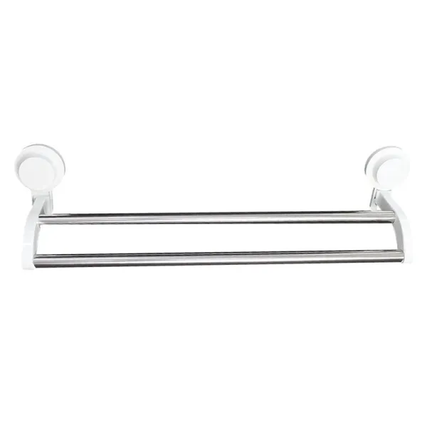 PORTE-SERVIETTE À VENTOUSE BLANC AVEC 2 BRANCHES EN INOX EJIM