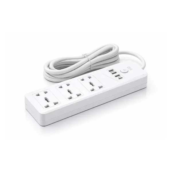 BLOC MULTIPRISE 3 PRISES UNIVERSELLES AVEC 3 PORTS USB 1 TYPE-C AVEC INTERRUPTEUR