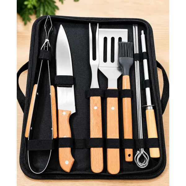 COFFRET D’ACCESSOIRES BARBECUE USTENSILES 10 PIÈCES AVEC SAC DE TRANSPORT