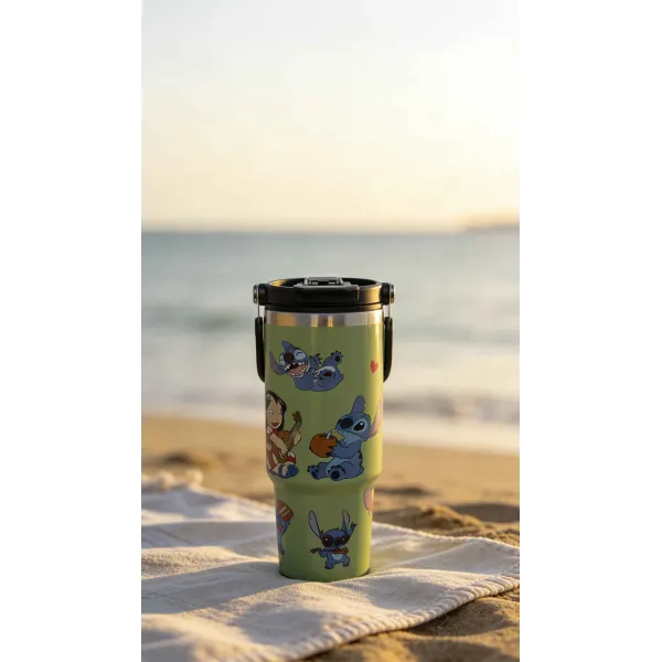 THERMOS MUG ISOTHERME STITCH 900ML AVEC COUVERCLE ET PAILLE