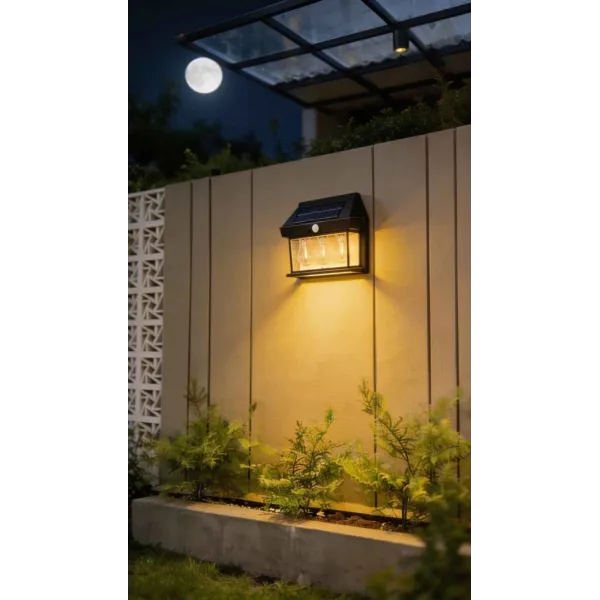 APPLIQUE MURALE AVEC TROIS LAMPES SOLAIRE ET DÉTECTEUR DE MOUVEMENT
