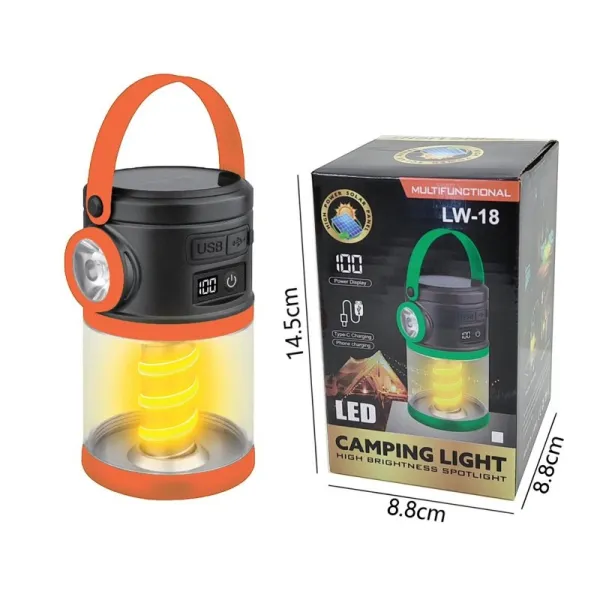 LAMPE DE CAMPING LED SOLAIRE RECHARGEABLE USB MULTIFONCTIONNELLE LW-18
