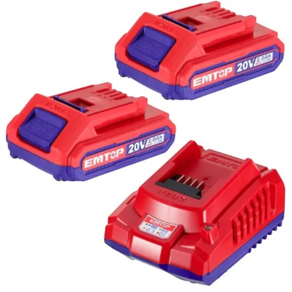 KIT DE 2 BATTERIES 2.0AH AVEC CHARGEUR ELBCPK1222 EMTOP