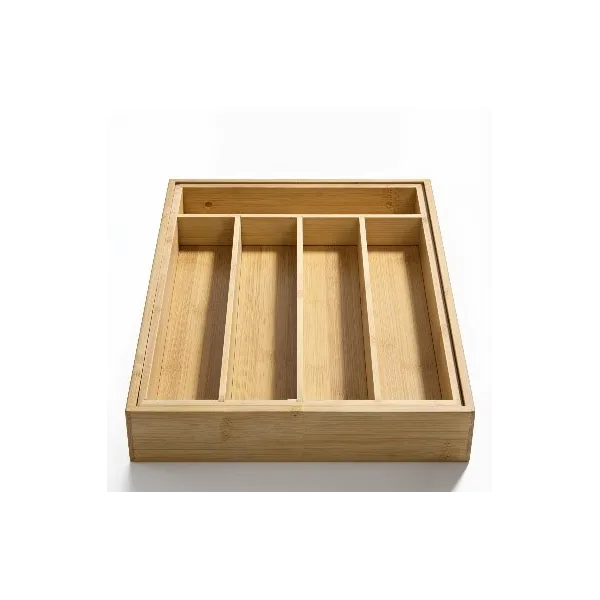 RANGE COUVERT AJUSTABLE DE 5 À 7 COMPARTIMENTS 35.5*25.5CM EN BAMBOU