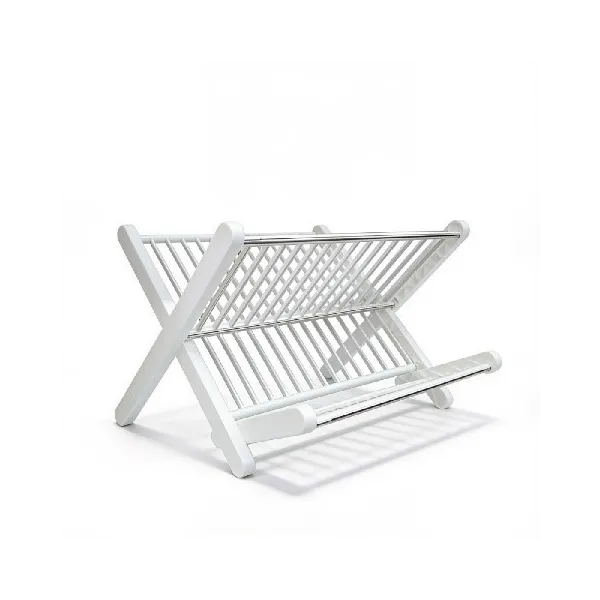 ÉGOUTTOIR À VAISSELLE PLIABLE À 2 NIVEAUX BLANC EN PLASTIQUE 38*35CM