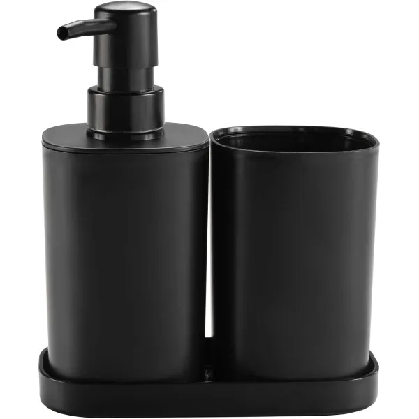 ENSEMBLE DE 3 ACCESSOIRES DE SALLE DE BAIN EN PLASTIQUE NOIR BERILO