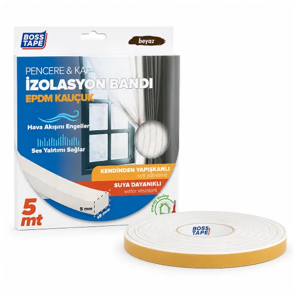 JOINT D’ÉTANCHÉITÉ ADHÉSIF DE FENÊTRE ET PORTE EN PVC BLANC 15MM*5M BOSS TAPE