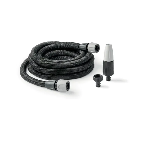 TUYAU AUTO-EXTENSIBLE 15M EN TISSU AVEC BUSE ET RACCORDS RAPIDES AQUAPOP GREY EASY GFGARDEN