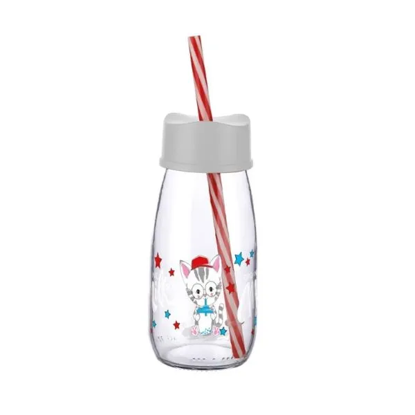 BOUTEILLE EN VERRE AVEC PAILLE 250ML TITIZ