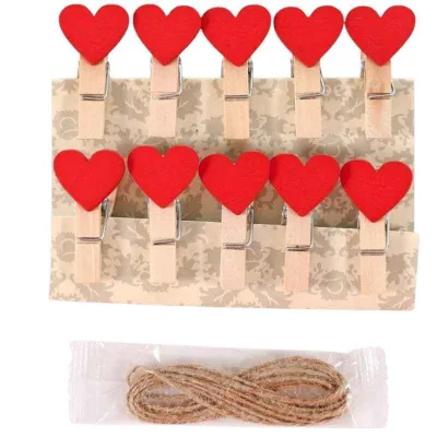 LOT DE 10 MINI PINCES À LINGE DÉCORATIVES