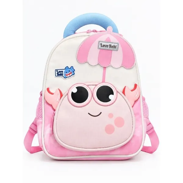 SAC À DOS SCOLAIRE POUR ENFANT MOTIF CRABE 3D AVEC POCHE AVANT