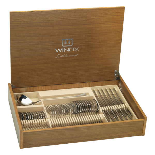 COFFRET EN BOIS DE 75 COUVERTS DE TABLE ANBAR WINOX
