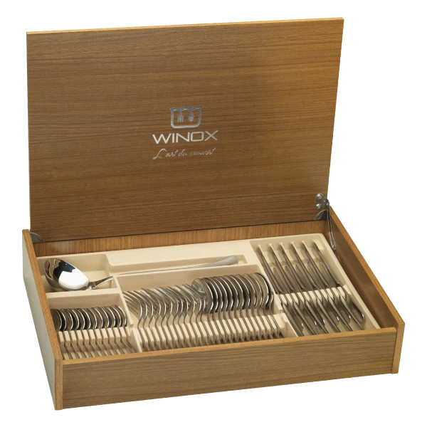 COFFRET EN BOIS DE 75 COUVERTS DE TABLE ANBAR WINOX