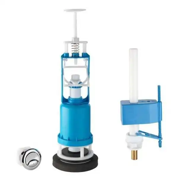 ENSEMBLE MÉCANISME DE CHASSE À BOUTON POUSSOIR AVEC FLOTTEUR ET EMBOUT EN LAITON AQUAPLAST