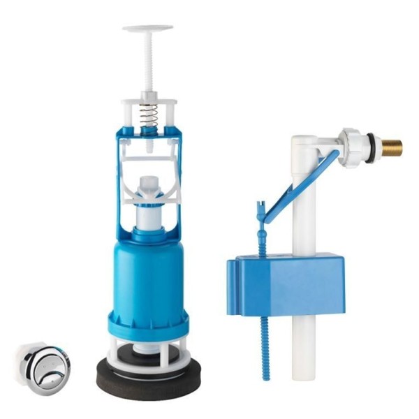 MÉCANISME CHASSE À BOUTON POUSSOIR AVEC FLOTTEUR COULISSANT ET EMBOUT EN LAITON AQUAPLAST AQUAPLAST