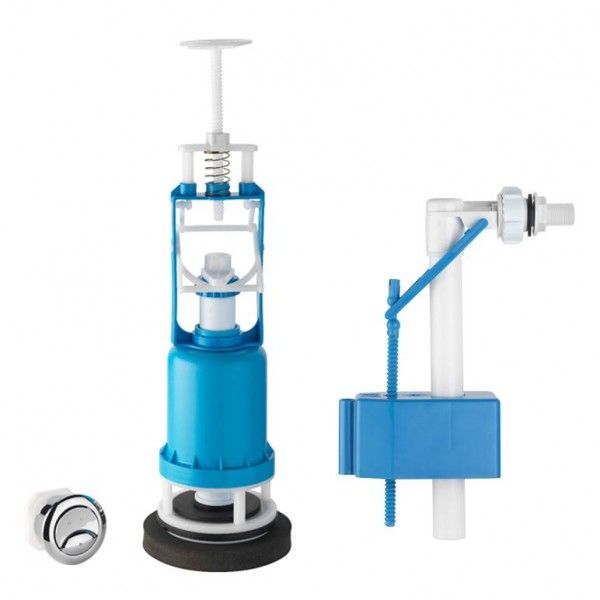 Aqualy® Mécanisme chasse d'eau WC Réservoir bas Avec poussoir