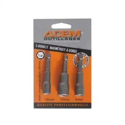 JEUX DE DOUILLES MAGNÉTIQUES À GORGE 6-8-10 L65MM 3PIECES ACEM ACEM - 1