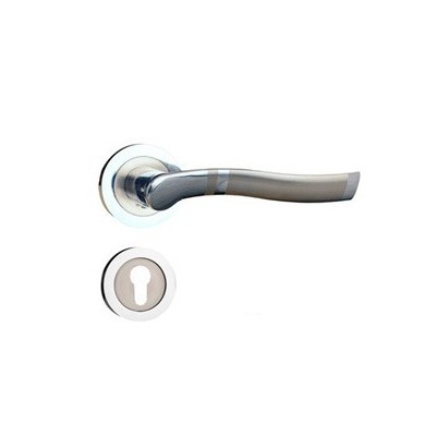 POIGNEE DE PORTE ROSACE 8055 TROU DE CYLINDRE CHROME-SATINE DELIA