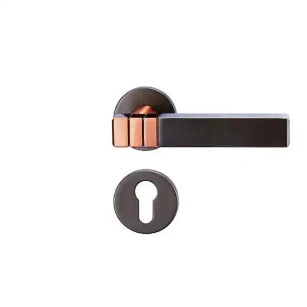 POIGNEE DE PORTE AVEC ROSACE 904611 TROU DE CYLINDRE CUIVRE-GRIS DELIA