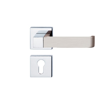 POIGNEE DE PORTE ROSACE 905586 TROU DE CYLINDRE CHROME-SATINE DELIA