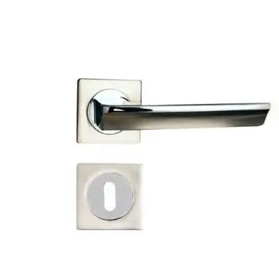 POIGNÉE DE PORTE AVEC ROSACE 80202 PETIT TROU CHROMÉ-SATINÉ DELIA DELIA - 1