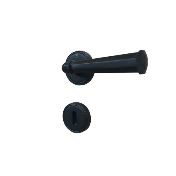 POIGNÉE DE PORTE AVEC ROSACE GENA TROU DE CLE NOIR CEBI