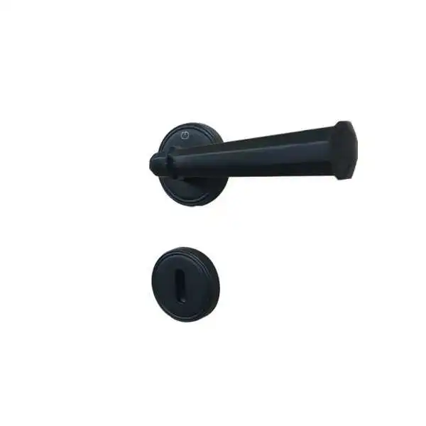 POIGNÉE DE PORTE AVEC ROSACE GENA TROU DE CLE NOIR CEBI