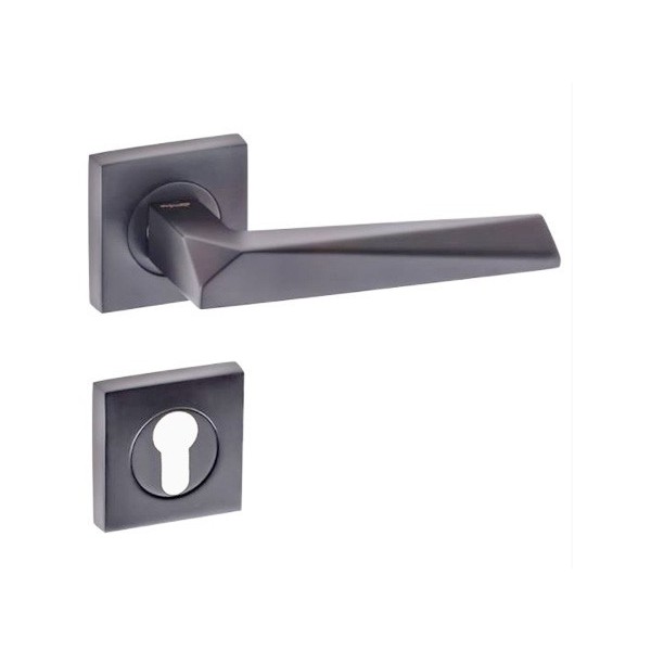 POIGNÉE DE PORTE AVEC ROSACE PRIZMA GRAND TROU GRIS DOGANLAR