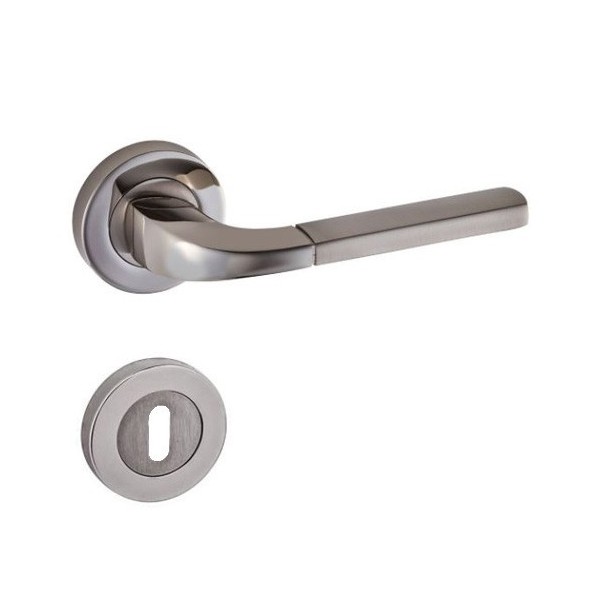 POIGNEE DE PORTE AVEC ROSACE BERAT TROU DE CLE SATINE-CHROME DOGANLAR