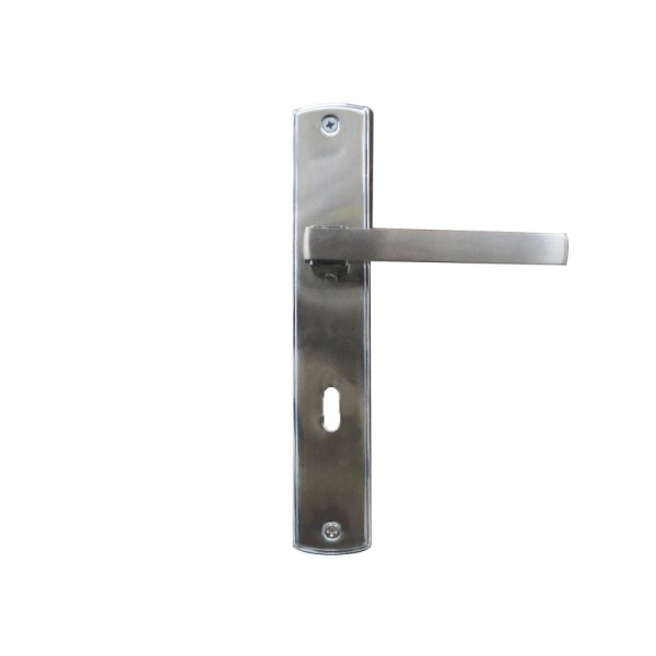 POIGNEE DE PORTE PLAQUE 5510 TROU DE CLE CHROME-SATINE DELIA