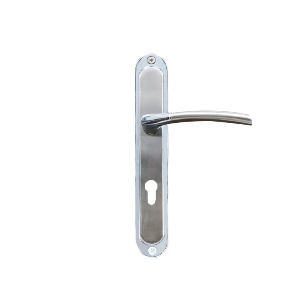 POIGNEE DE PORTE PLAQUE 5520 TROU DE CYLINDRE CHROME-SATINE DELIA