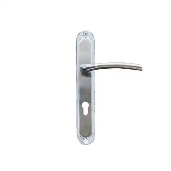 POIGNEE DE PORTE PLAQUE 5520 TROU DE CYLINDRE CHROME-SATINE DELIA