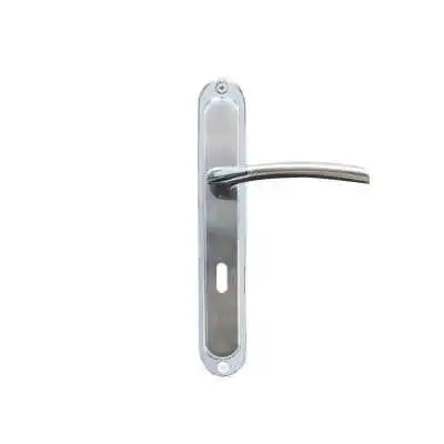 POIGNEE DE PORTE PLAQUE 5520 TROU DE CLE CHROME-SATINE DELIA