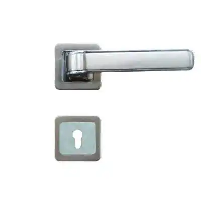 POIGNEE DE PORTE AVEC ROSACE 80313 TROU DE CYLINDRE CHROME-SATINE DELIA DELIA - 1
