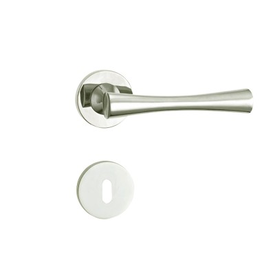 POIGNEE DE PORTE ROSACE 8018 TROU DE CLE CHROME-SATINE DELIA DELIA - 1