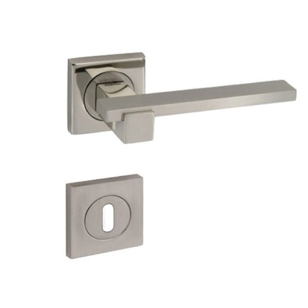 POIGNEE DE PORTE AVEC ROSACE PAYTAZ TROU DE CLE SATINE-CHROME DOGANLAR